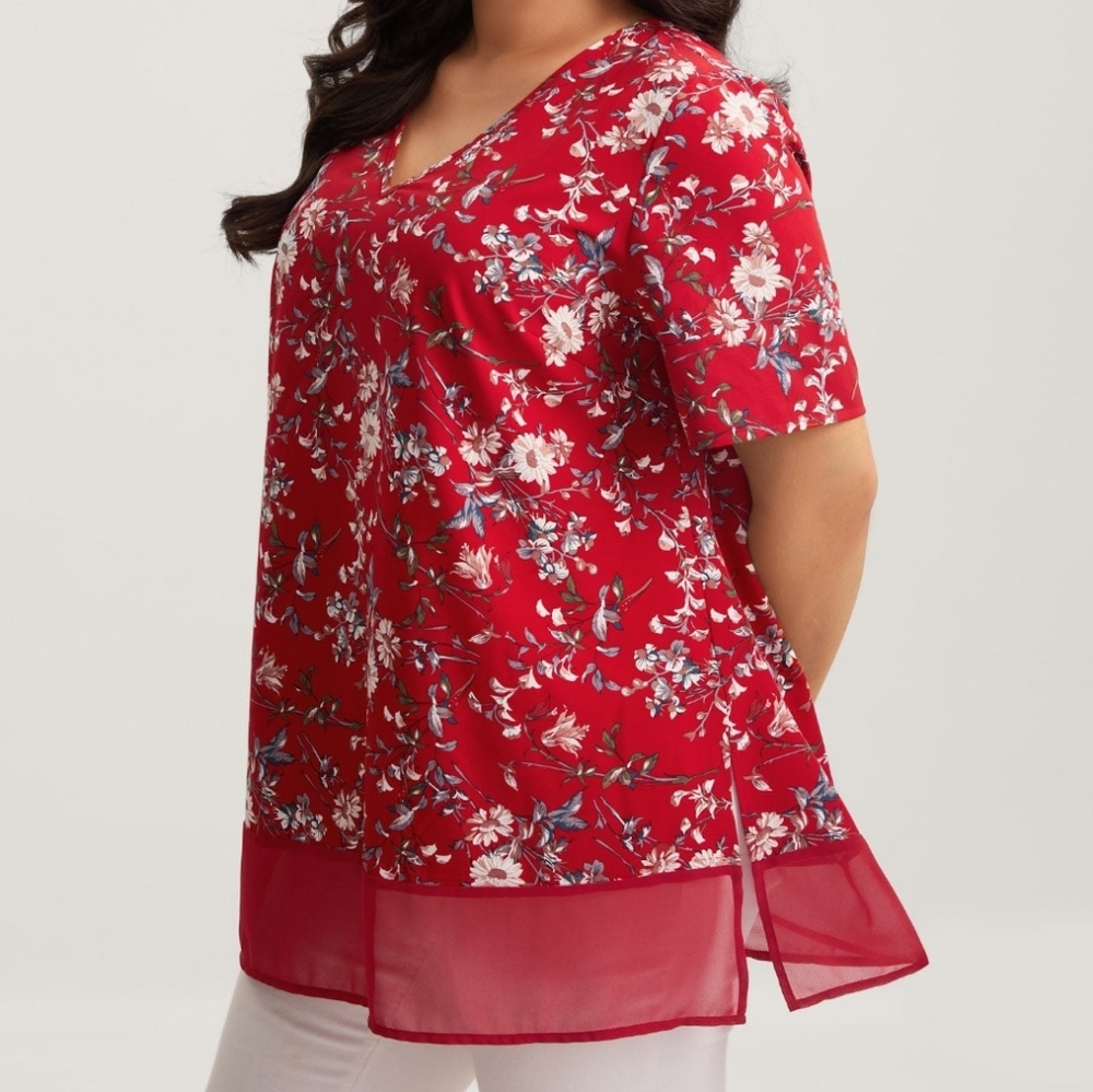 Bloomchic Garden Print Vneck Tunic